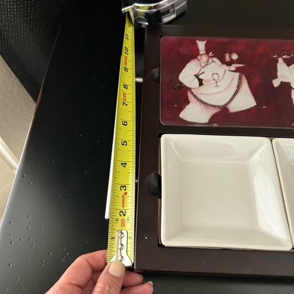 Vintage Wooden Tray Cutting Board/Cheese Board and 3 Appetizer Dishes - Picture 5 of 8